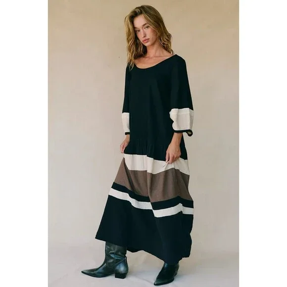 Free People Free Est Manda Midi Dress Colorblock Striped Printed S NEW 285159 - Picture 2 of 9